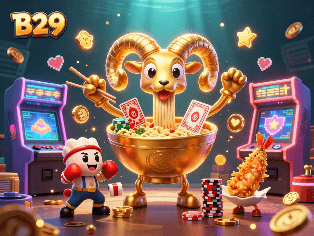 B29 engages players with a vibrant casino scene, featuring dynamic characters and colorful game elements.