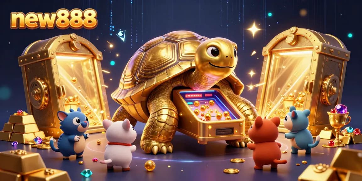Spin the new888 pinball machine for a chance to win gold and jewels in a vibrant casino setting.