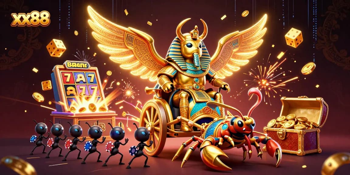 Experience the thrill of xx88 with golden scarab characters and exploding jackpots!