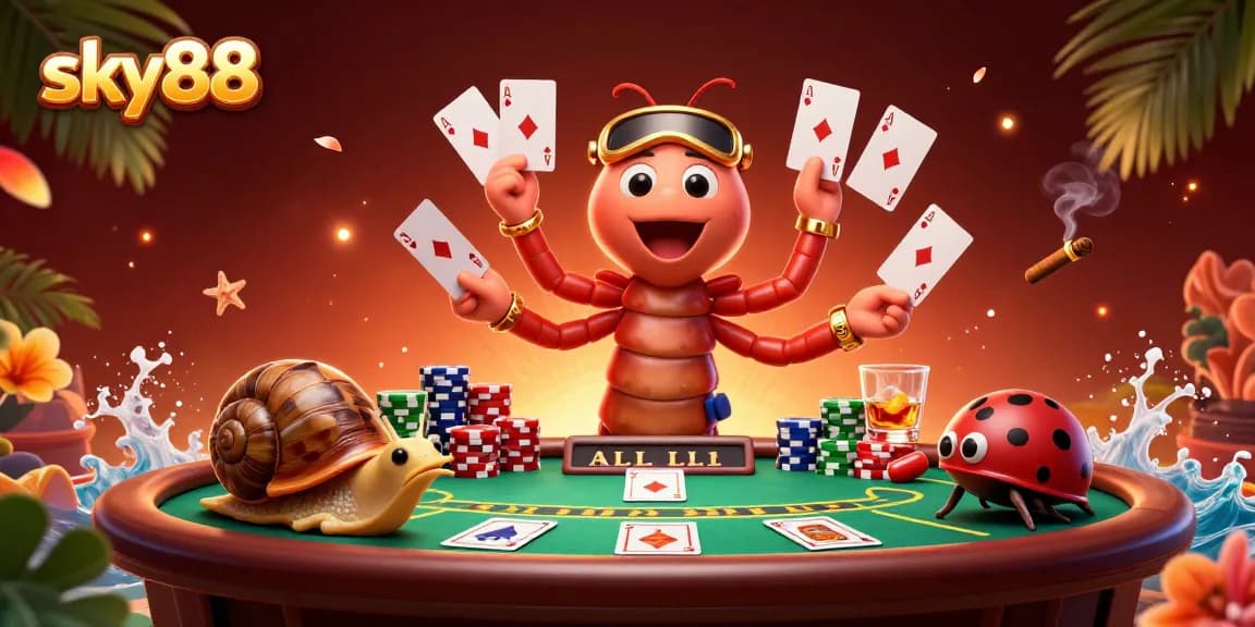 Engage in exciting gameplay with sky88's vibrant casino scene featuring dynamic characters.