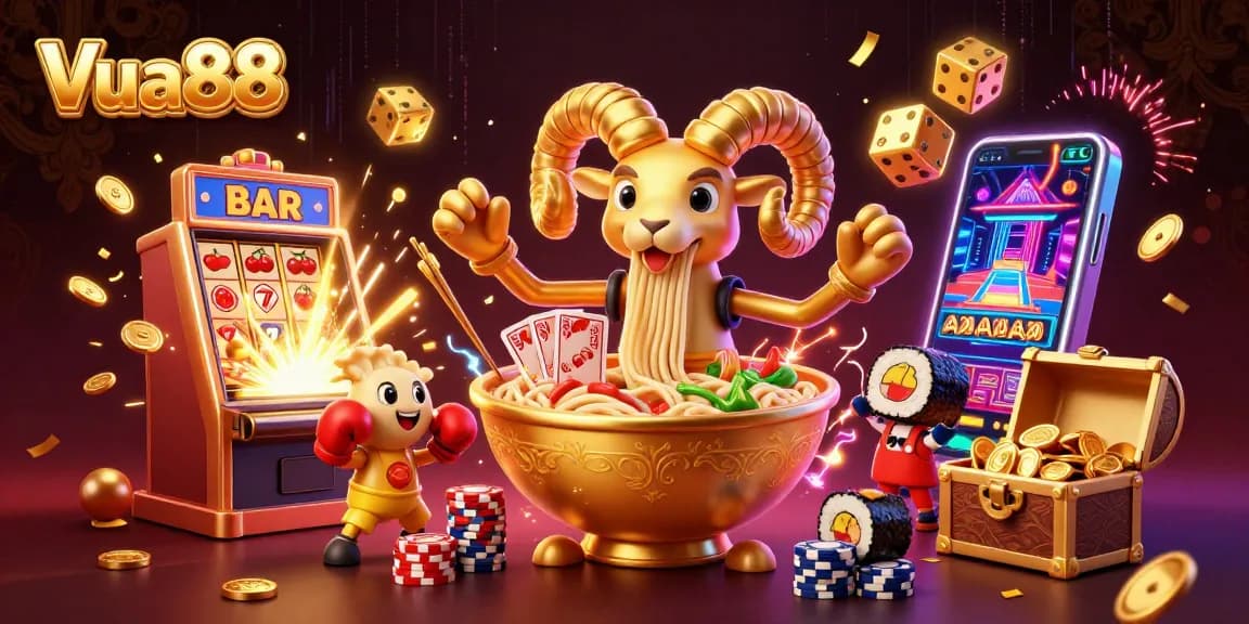 Vua88 showcases a fun-filled 3D casino experience with vibrant characters and explosive gaming action.