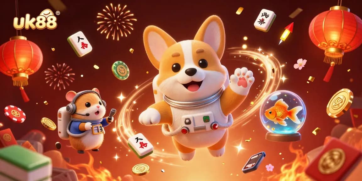 Experience thrilling action at uk88 in a vibrant space casino with corgis and goldfish!