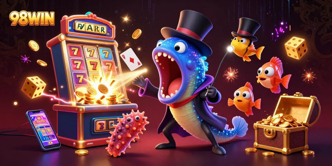 Experience thrilling casino action with 98WIN's vibrant jackpot scene showcasing a deep-sea gambling adventure.