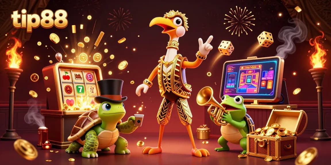 Experience thrilling action at tip88 with vibrant casino elements and animated characters in a dazzling speakeasy setting.