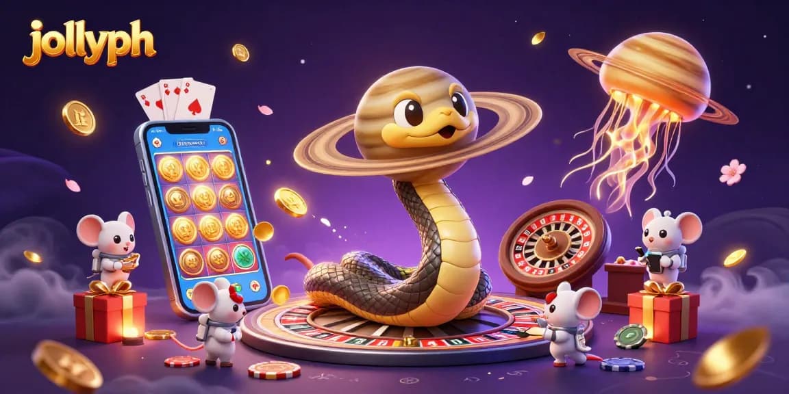 Experience cosmic fun with jollyph as astronaut mice bet on Saturn's roulette rings.