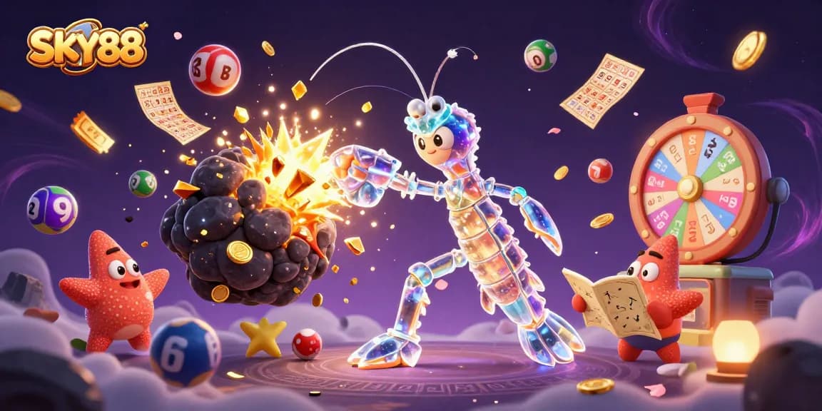 Engage in thrilling gaming at SKY88 with galactic samurai, golden gems, and vibrant lottery elements.