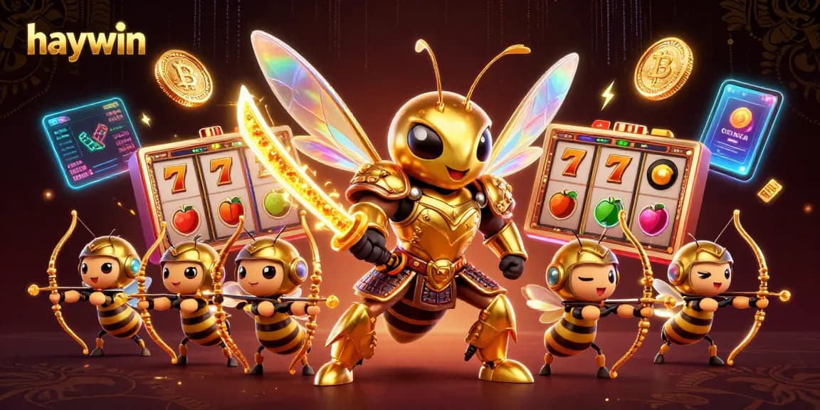 Experience thrilling slot adventures at haywin with a vibrant 3D illustration depicting exciting casino elements.