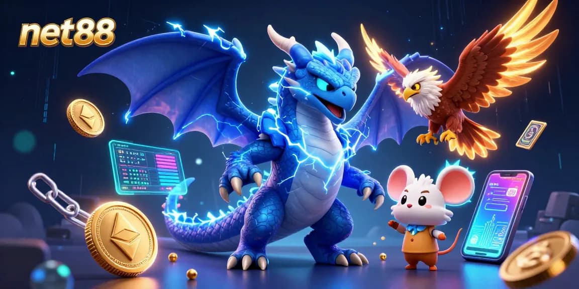 Bet on net88 with electrifying characters amidst dynamic crypto and casino elements