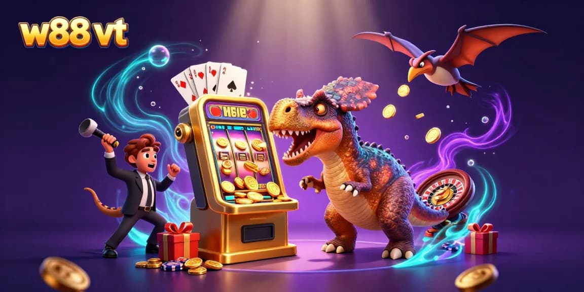 Các nhân vật W88 VT hòa mình vào trò chơi casino, tạo ra cơ hội thắng lớn cho người chơi.