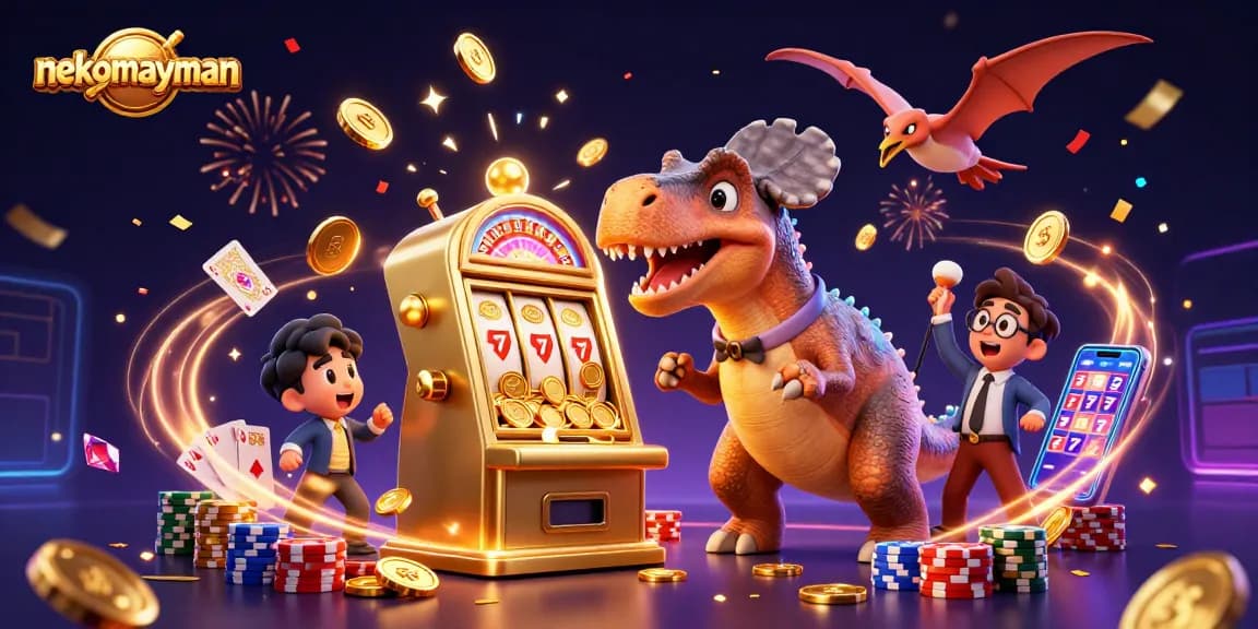 Experience the thrill of nekomayman with pachycephalosaurus jackpot action and flying coins.