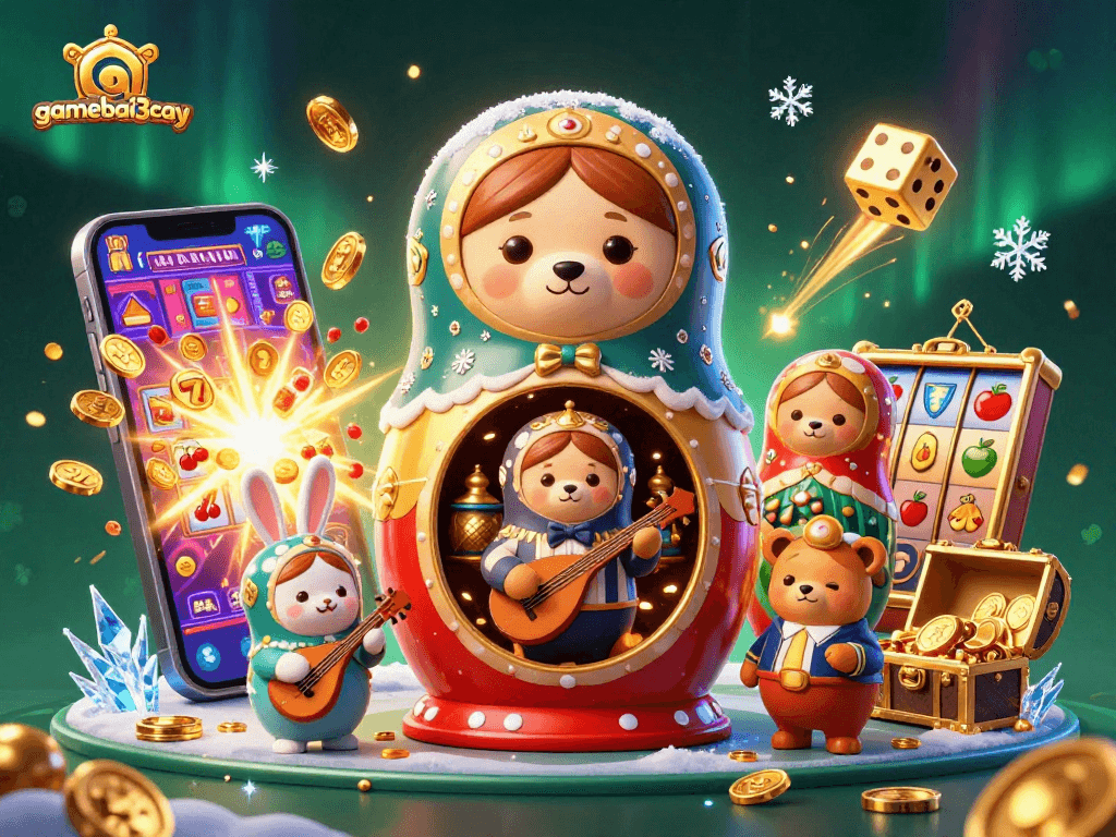 Experience gamebai3cay excitement with slot machines, charming bears, and thrilling casino elements.
