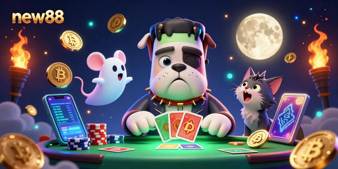 Engage in thrilling games at new88 casino with a dynamic 3D scene featuring unique characters.
