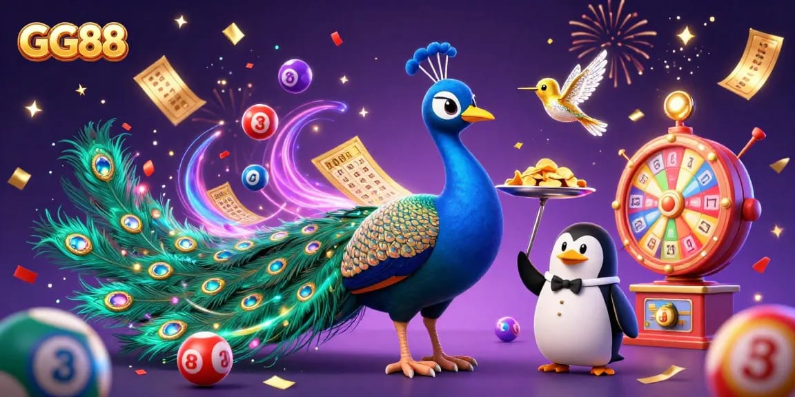 Experience the thrilling world of GG88 with vibrant lottery elements and dazzling characters.