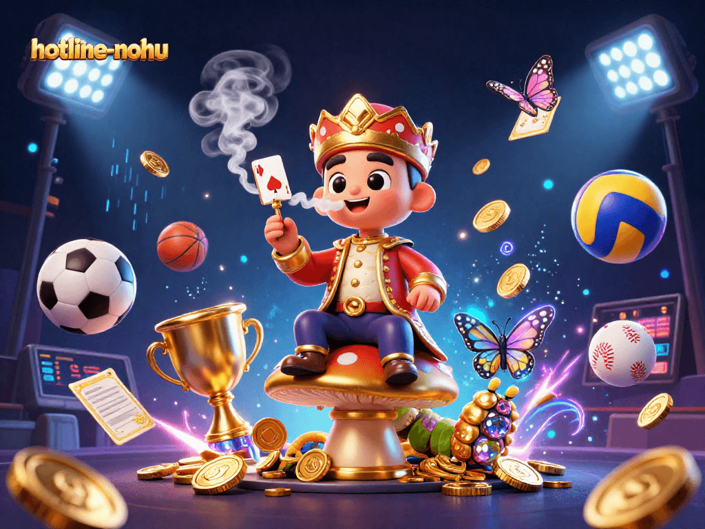 Experience the excitement of hotline-nohu with 3D cartoon caterpillar master, poker symbols, and dynamic sports elements.