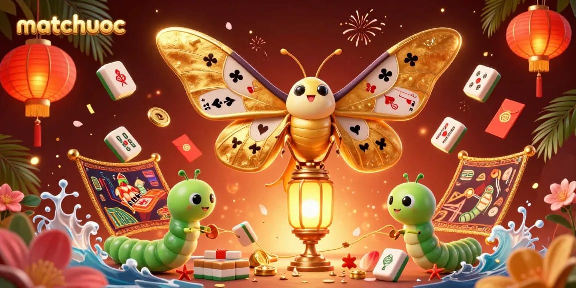 Experience matchuoc with a vibrant 3D casino scene filled with golden card suits and joyful elements.
