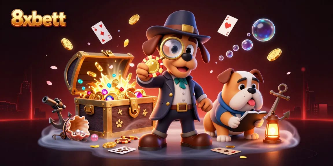 Experience the thrilling adventures of 8xbett as a cartoon detective solves poker chip clues.