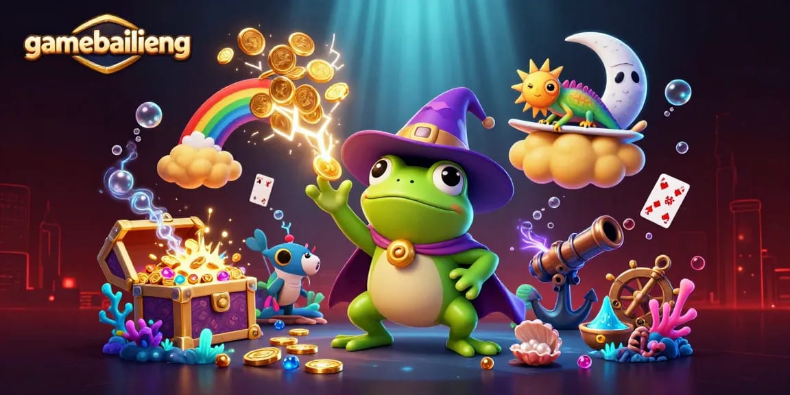 Experience the thrill of gamebailieng with captivating characters and treasures in a vibrant casino scene.