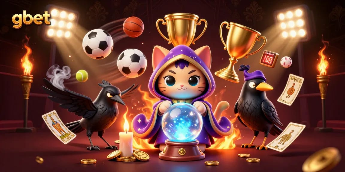Engage in thrilling betting experiences with gbet, featuring a mystical cat and dynamic sports elements.