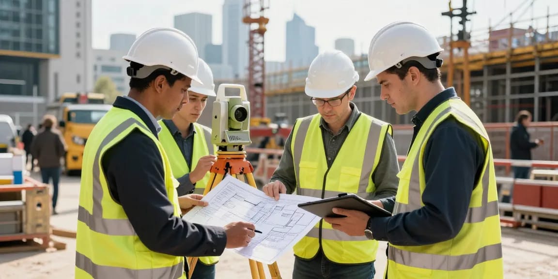 Surveyors conducting precise measurements and surveys in London, ensuring accurate data for all surveys.