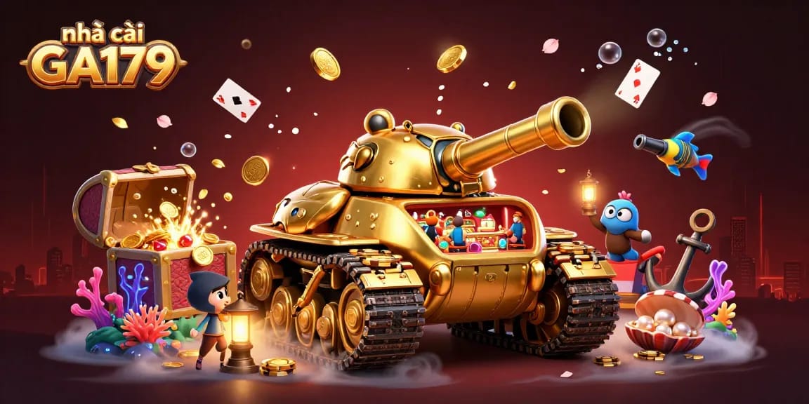 Experience thrilling gameplay at nhà cái GA179 with a captivating casino scene featuring a golden beetle tank!