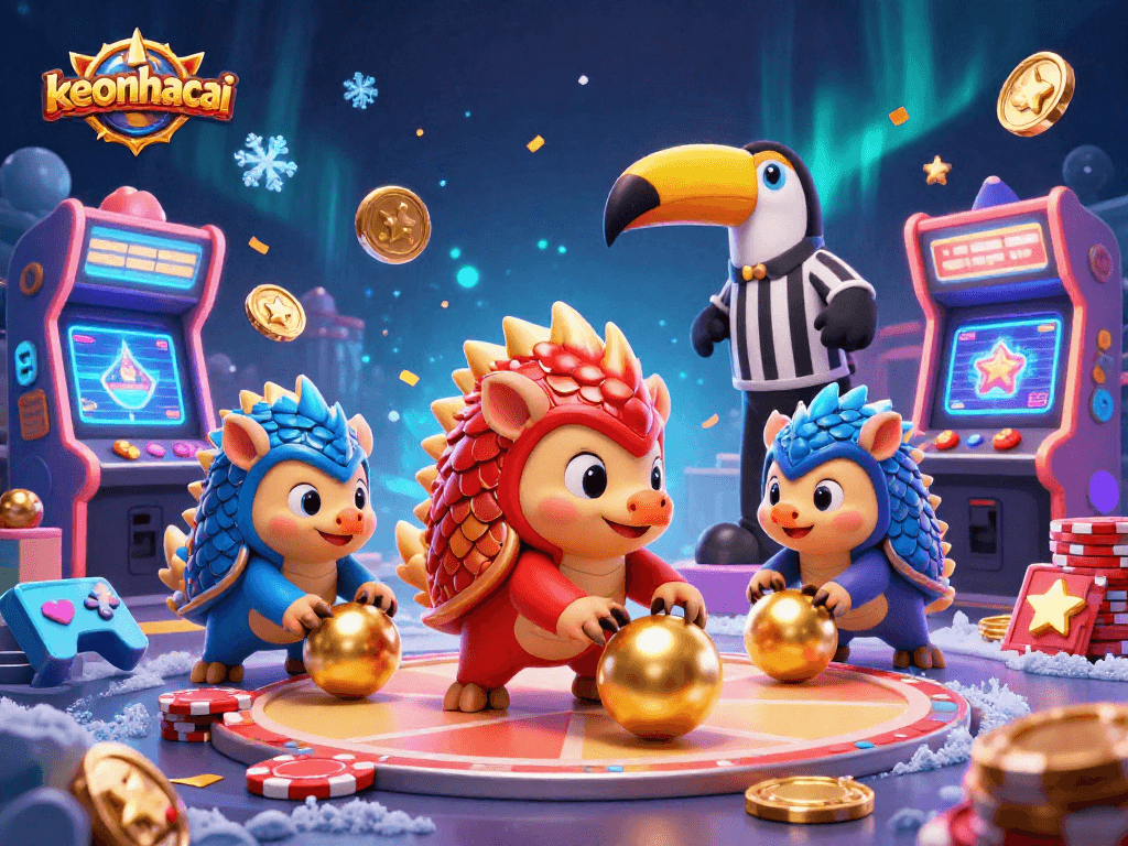Engage with keonhacai as rival pangolins compete in a vibrant casino scene full of vibrant gaming elements.