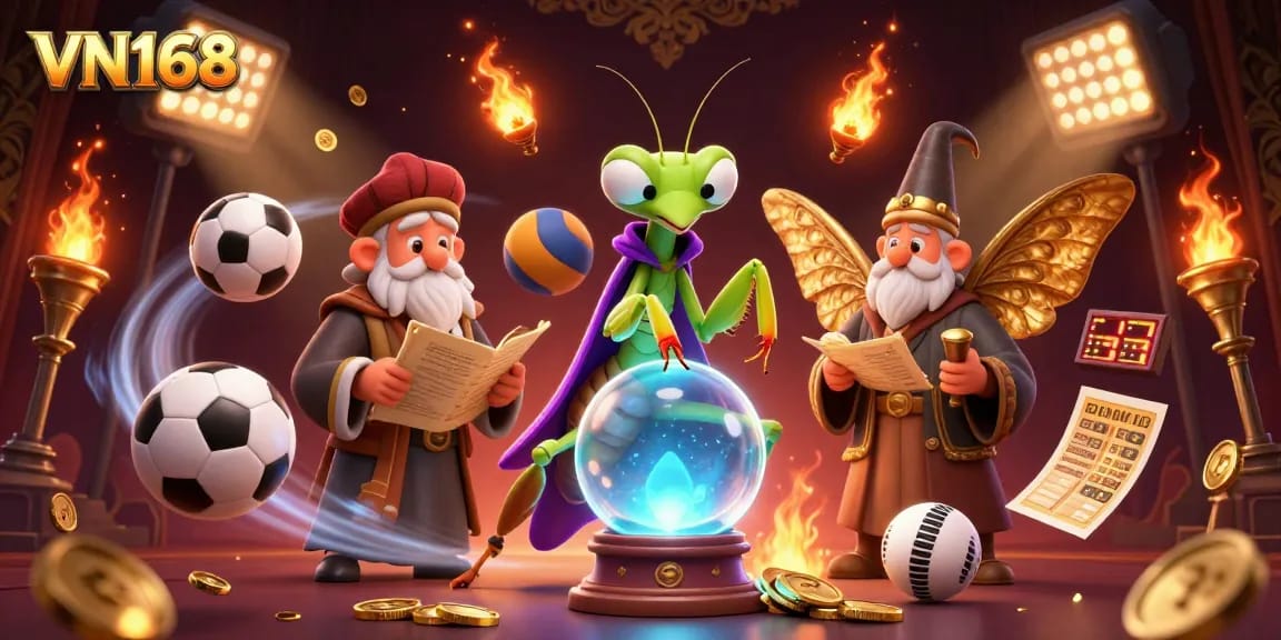 Engage with VN168's vibrant casino world featuring dynamic sports elements and mystical characters.