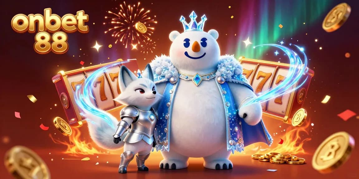Experience thrilling slots and jackpots at onbet 88 with this vibrant casino-themed illustration.
