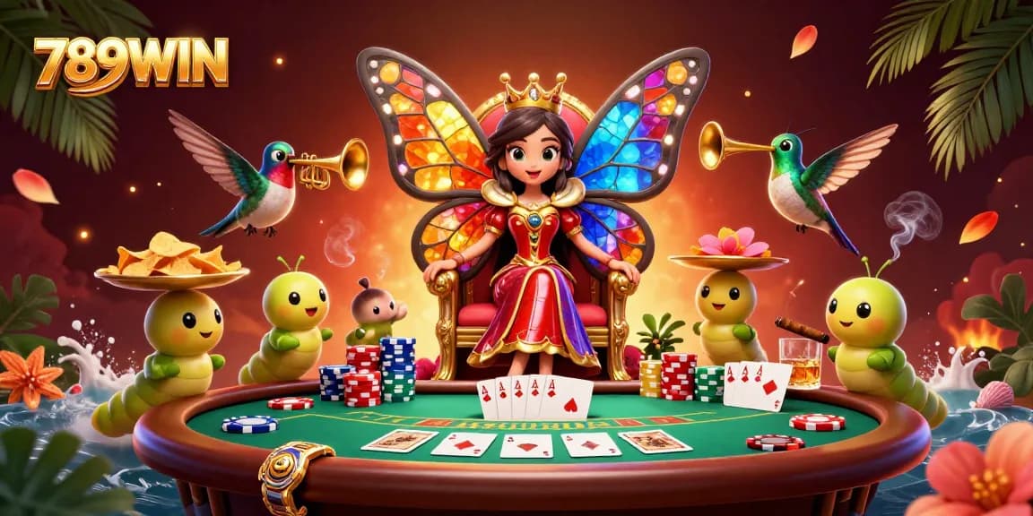 Experience thrilling gameplay at 789WIN with vibrant casino illustrations featuring cards and rich colors.
