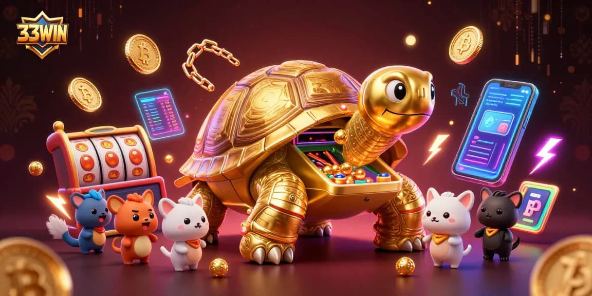 Engage with 33WIN's exciting gaming world, featuring a dynamic pinball machine and crypto elements.