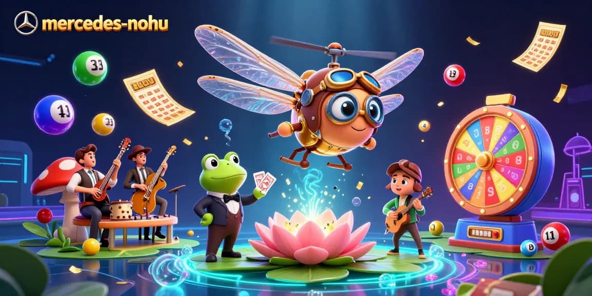 Engage with mercedes-nohu's vibrant casino scene, where a dragonfly pilot and frog croupier bring excitement to the game.