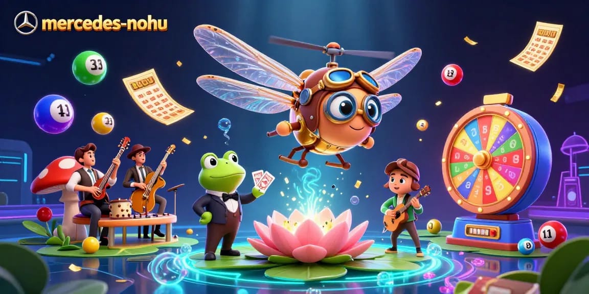 Engage with mercedes-nohu's vibrant casino scene, where a dragonfly pilot and frog croupier bring excitement to the game.
