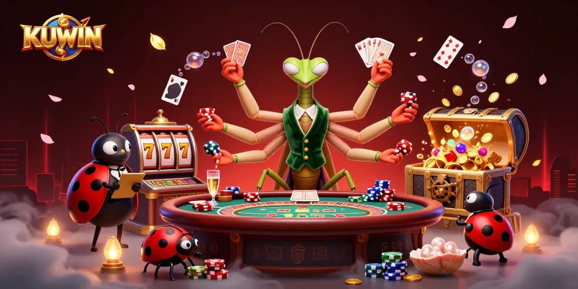 KUWIN entices players with a thrilling casino atmosphere featuring card games and vibrant visuals.