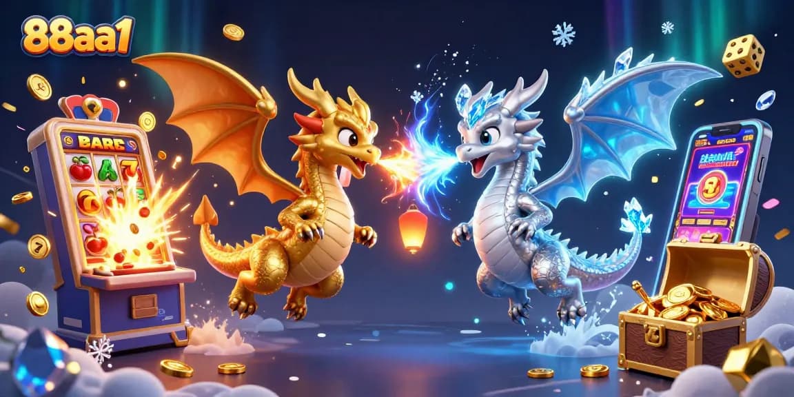 Experience thrilling wins at 88aa1 with captivating gold and silver dragons amidst a jackpot explosion.