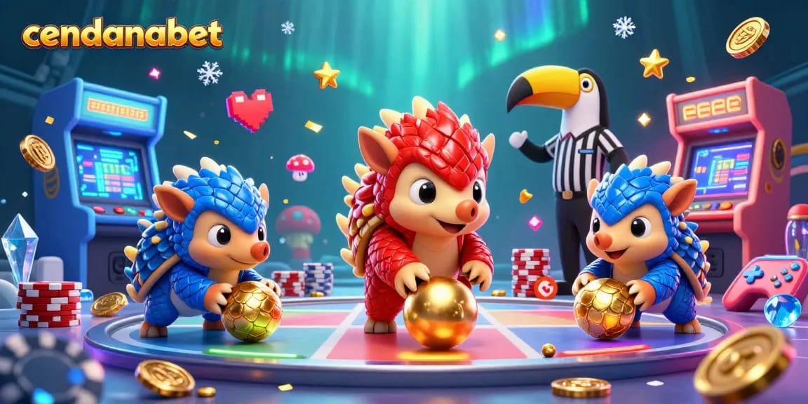Cendanabet offers a thrilling online gaming experience with colorful arcade machines and festive elements.