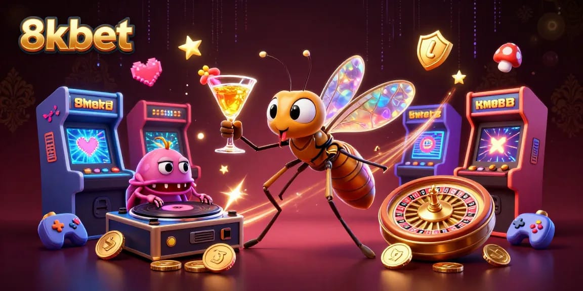 Experience thrilling gaming with 8xbet featuring unique characters in a vibrant casino scene.