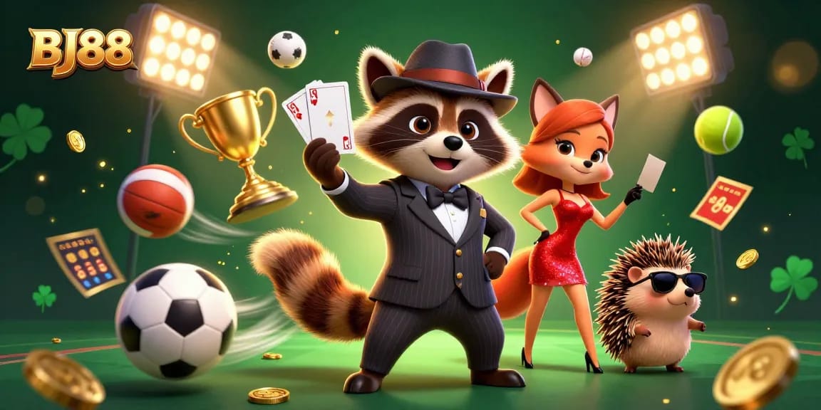 Engage with BJ88’s thrilling casino experience through our vibrant 3D illustration showcasing top gaming action.