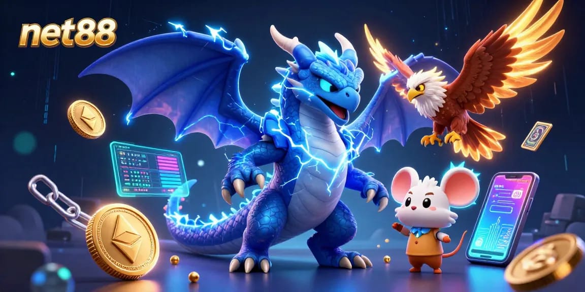 Bet on net88 with electrifying characters amidst dynamic crypto and casino elements