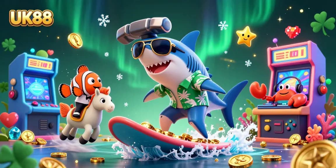 Experience thrilling gameplay at UK88 with vibrant casino-themed characters and elements in a dynamic scene.
