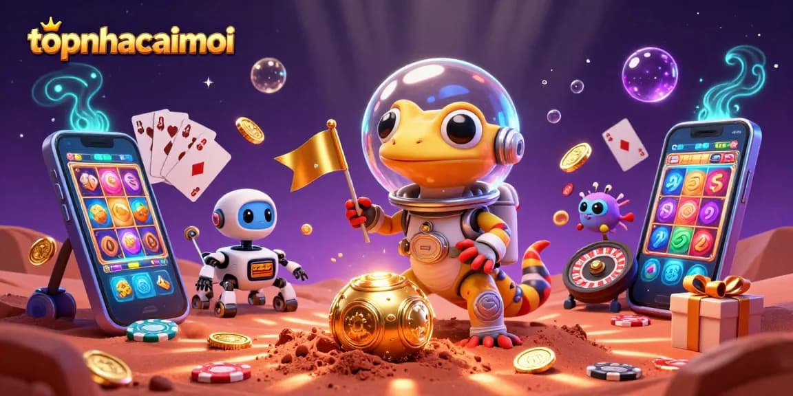 Engage with topnhacaimoi's vibrant Martian casino adventure featuring animated characters and exciting game elements.