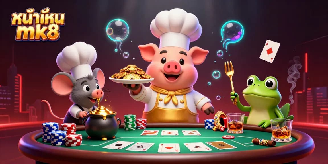 Experience the excitement of หน้าแรก mk8 with engaging characters and vibrant casino elements in a thrilling 3D illustration.