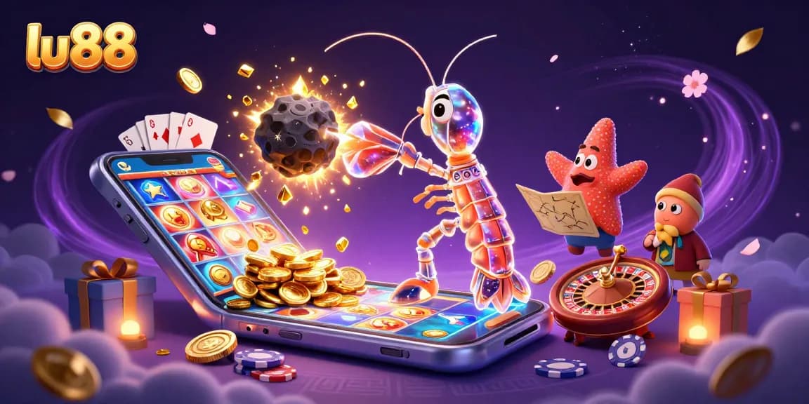 Experience thrilling slots with lu 88, featuring galactic samurai and vibrant casino elements in action.