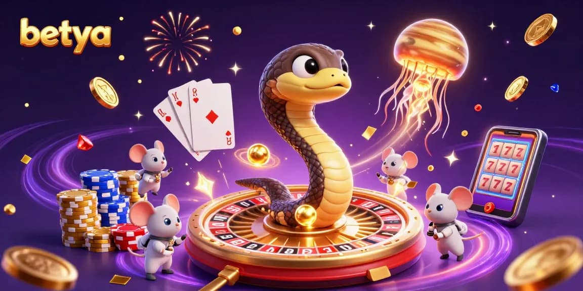 Experience exciting games and wins with betya's colorful casino illustration.