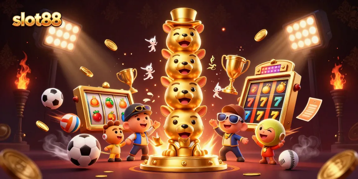 Engage with exciting slot88 experiences showcasing vibrant illustrations of animated totem and flying game elements.