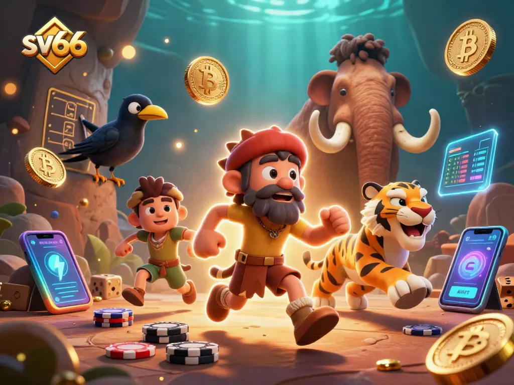 Experience high-stakes gaming with sv66 in a dynamic prehistoric casino scene.