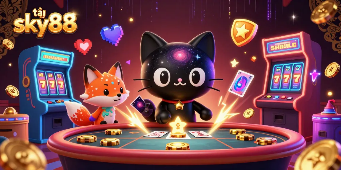 Experience excitement at tại sky88 with colorful casino gaming elements in a dazzling cosmic scene.