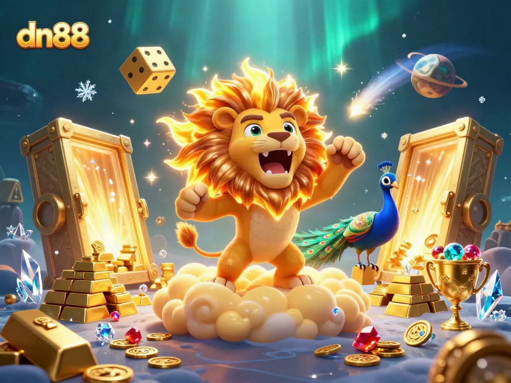 Spin to win with dn88's vibrant, ultra-detailed 3D digital illustration showcasing exciting casino elements.