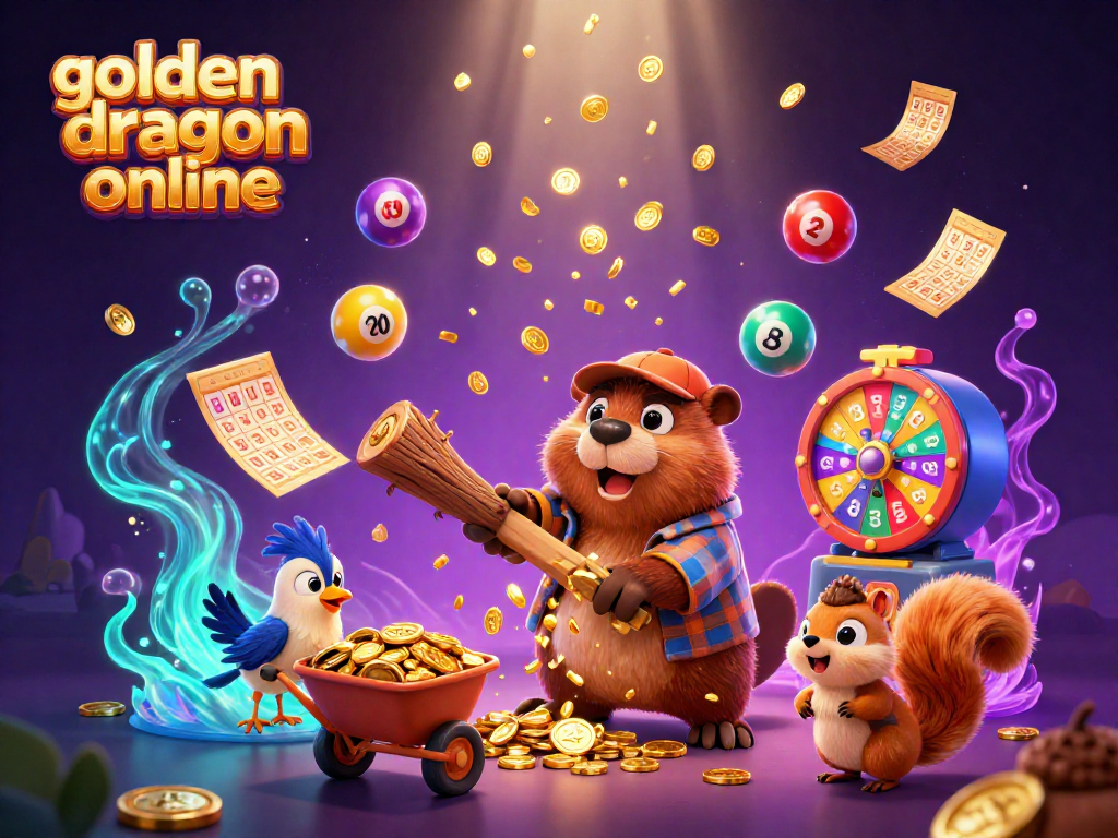 Experience the thrill of golden dragon online with a scene filled with vibrant gambling elements and characters.