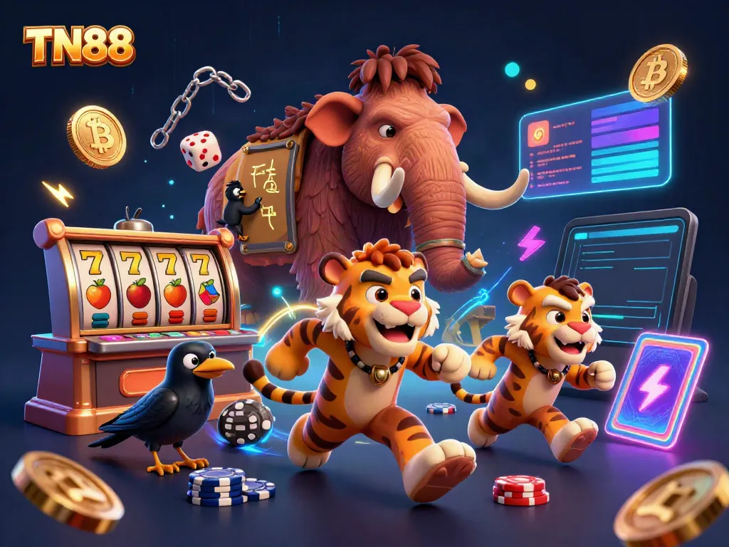 Experience TN88's vibrant prehistoric casino atmosphere with engaging games and crypto elements.