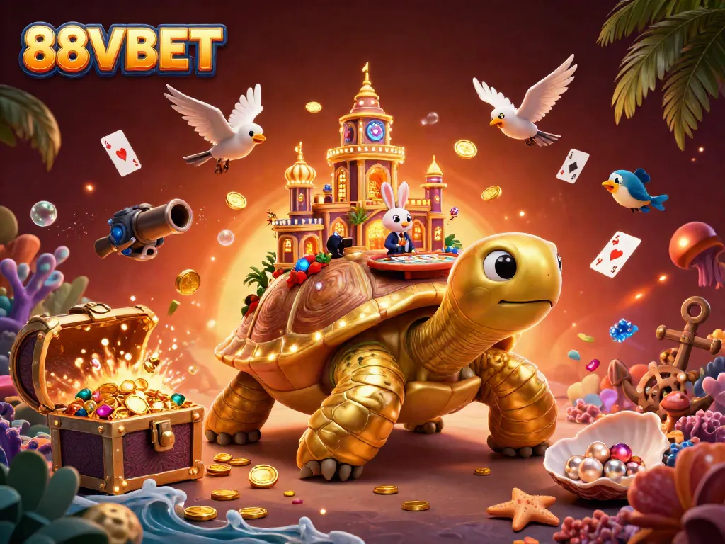Experience thrilling gameplay at 88VBET with our vibrant casino-themed 3D illustration.
