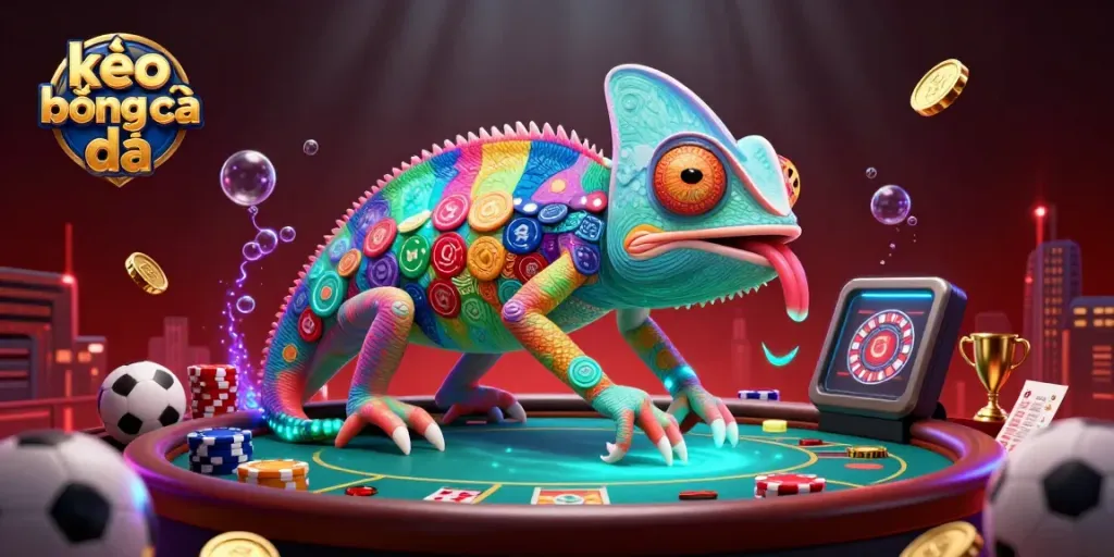 Engage in kèo bóng đá with the vibrant chameleon casino owner amidst dynamic sports betting elements.